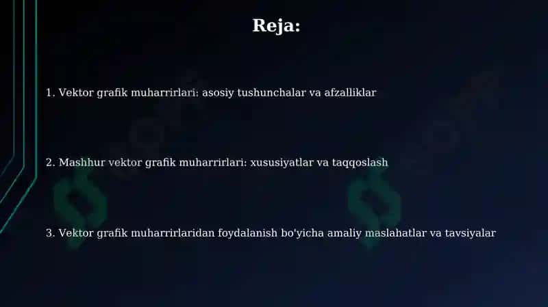 Raqamli tasvirlarni yaratish va qayta ishlash vositalari (vektorli grafik muharriri) 2