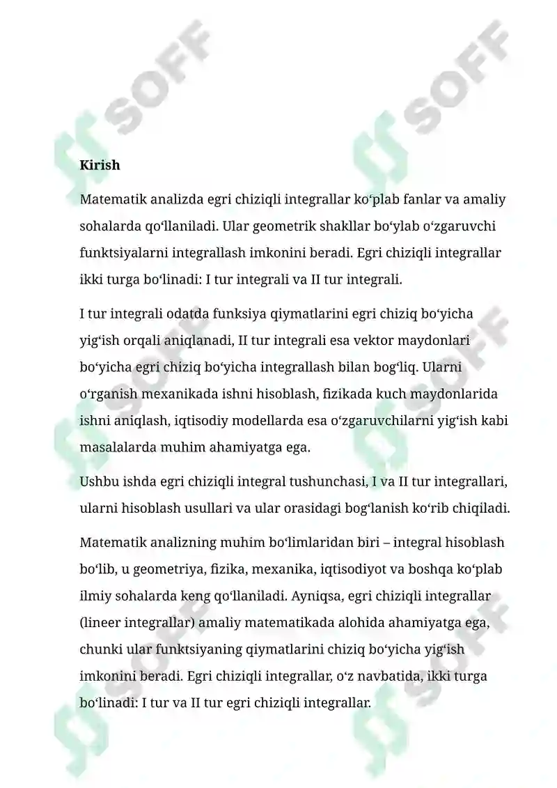 Egri Chiziqli Integral 2