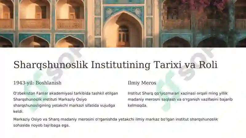 O‘zbekiston respublikasining fanlar akademiyasi sharqshunoslik instituti sharq qo‘lyozmalari xazinasi 2