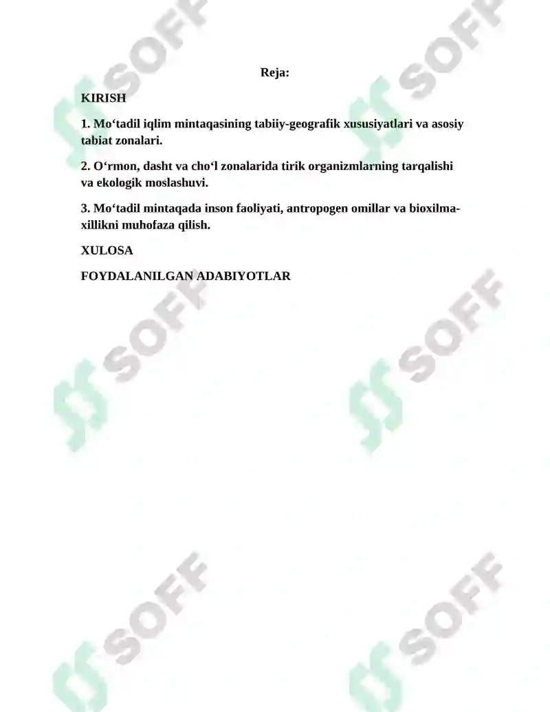 Mo‘tadil iqlim mintaqasi tabiat zonalarida tirik organizmlarning tarqalishi va yashash sharoitlari 2