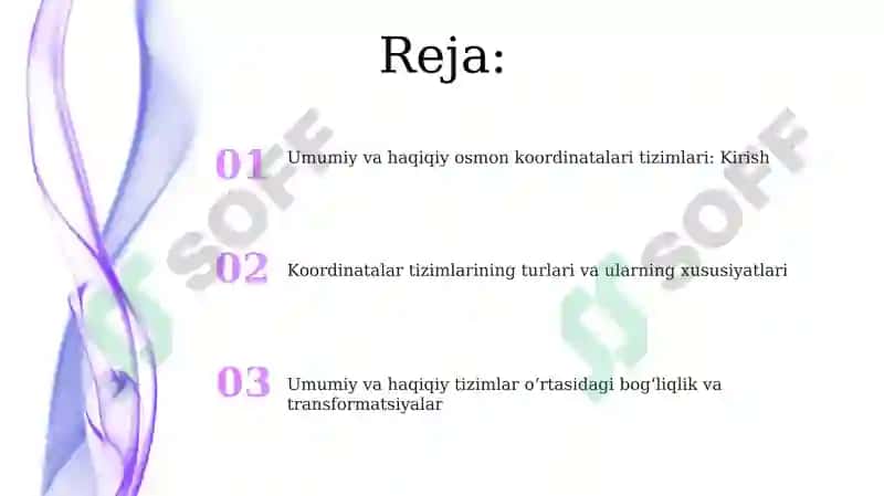 Umumiy va haqiqiy osmon sistemasi koordinatalari orasidagi bog'liqlik 2
