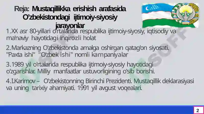 O’ZBEKISTONNING YANGI TARIXI 2