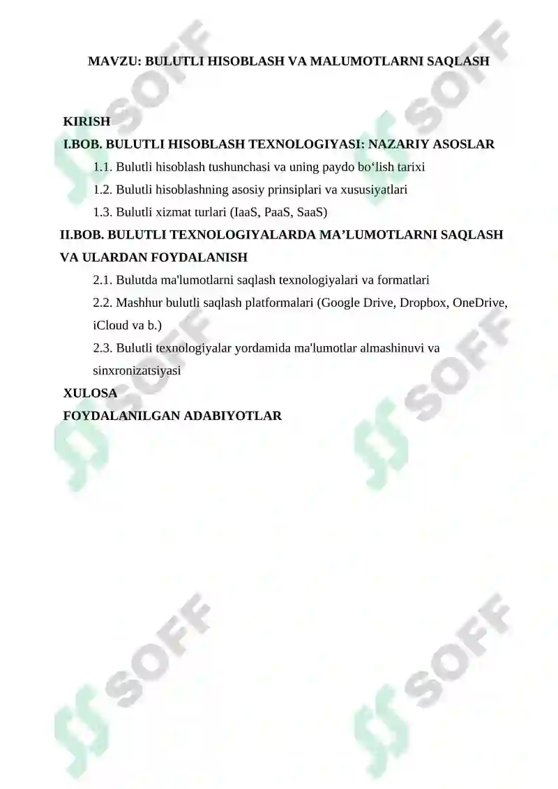 BULUTLI HISOBLASH VA MALUMOTLARNI SAQLASH 2