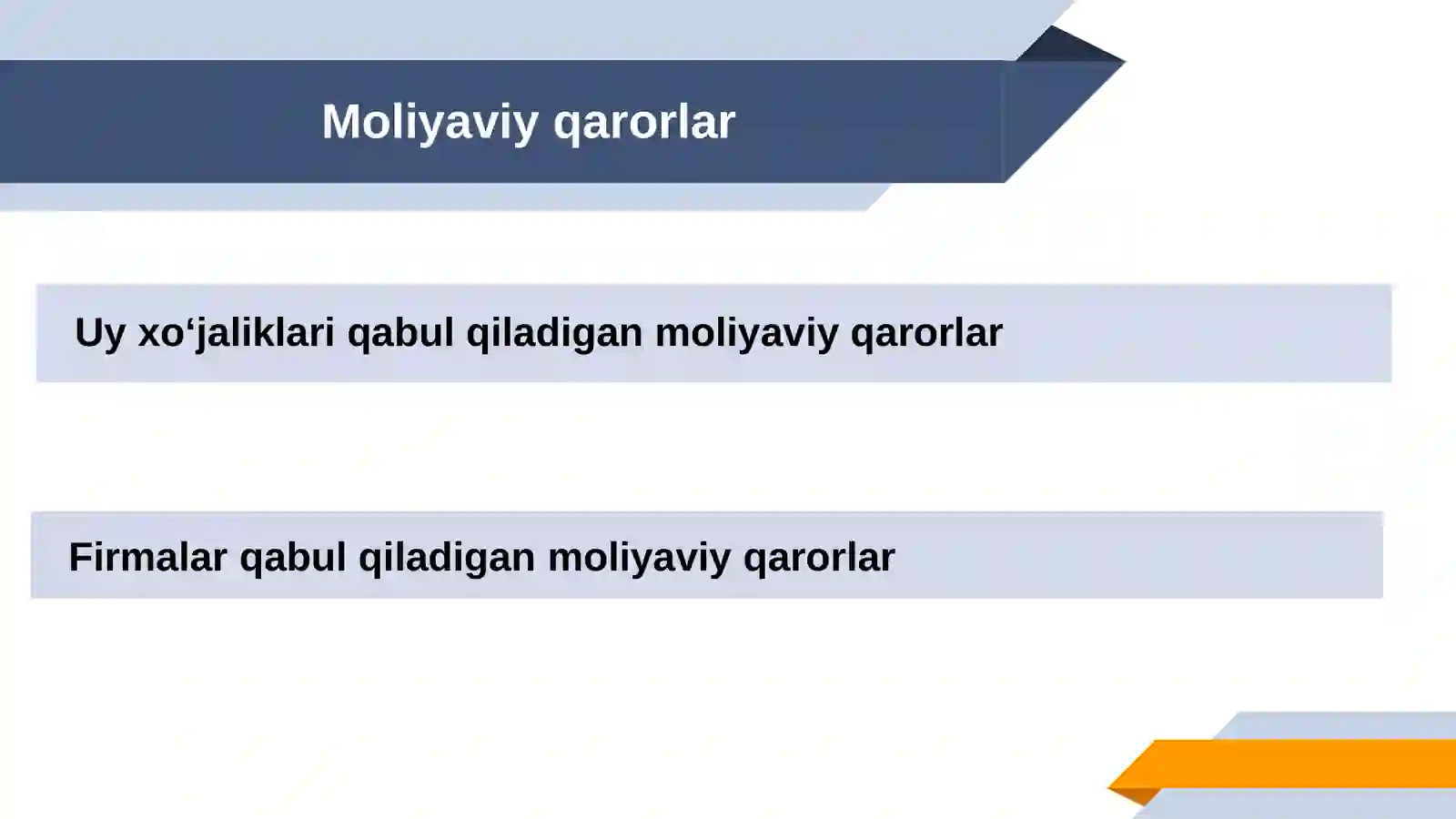 Moliyaviy qarorlar 2