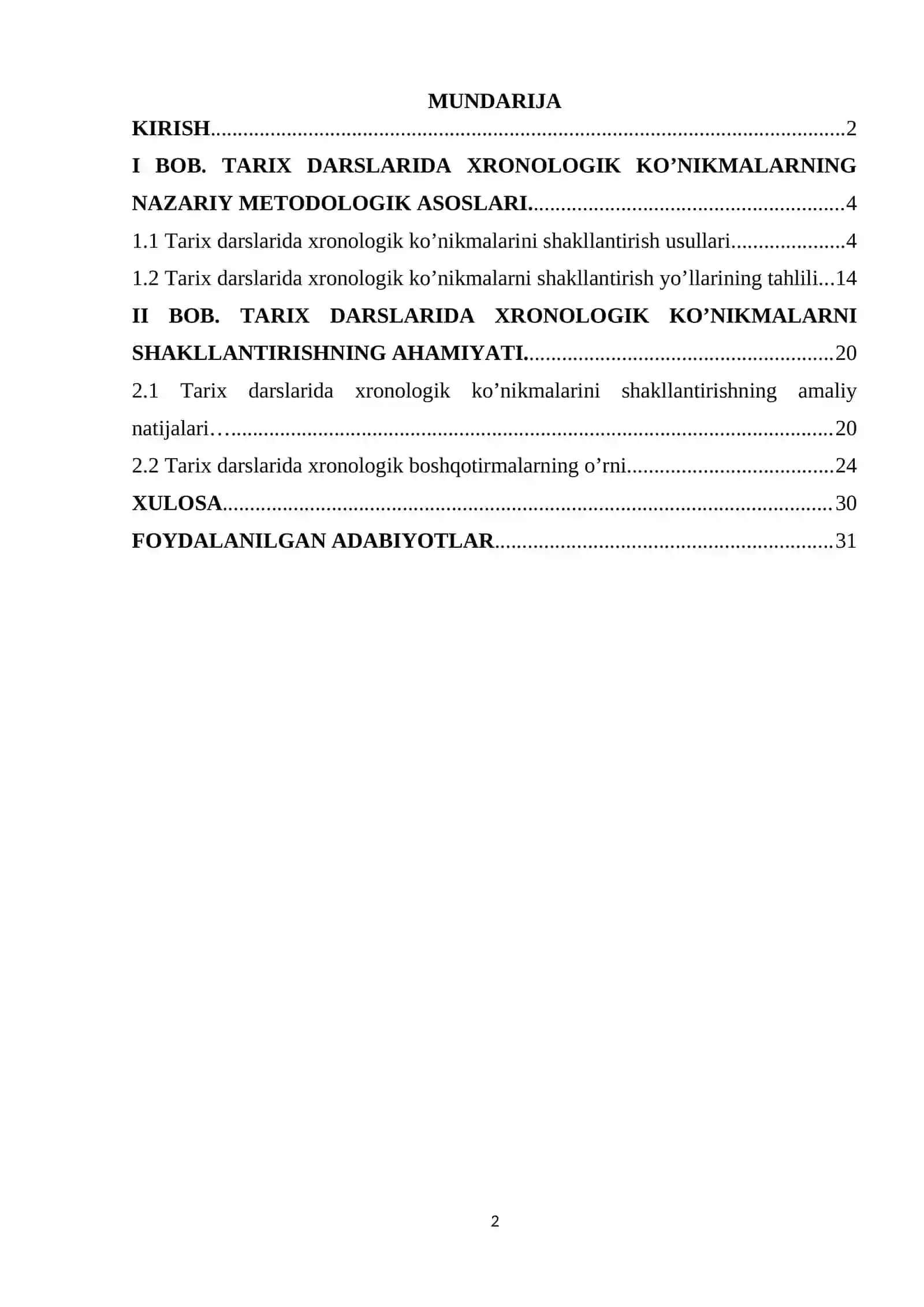 Kurs Ishi: Tarix darslarida xronologik ko'nikmalarni shakllantirish usullari 2