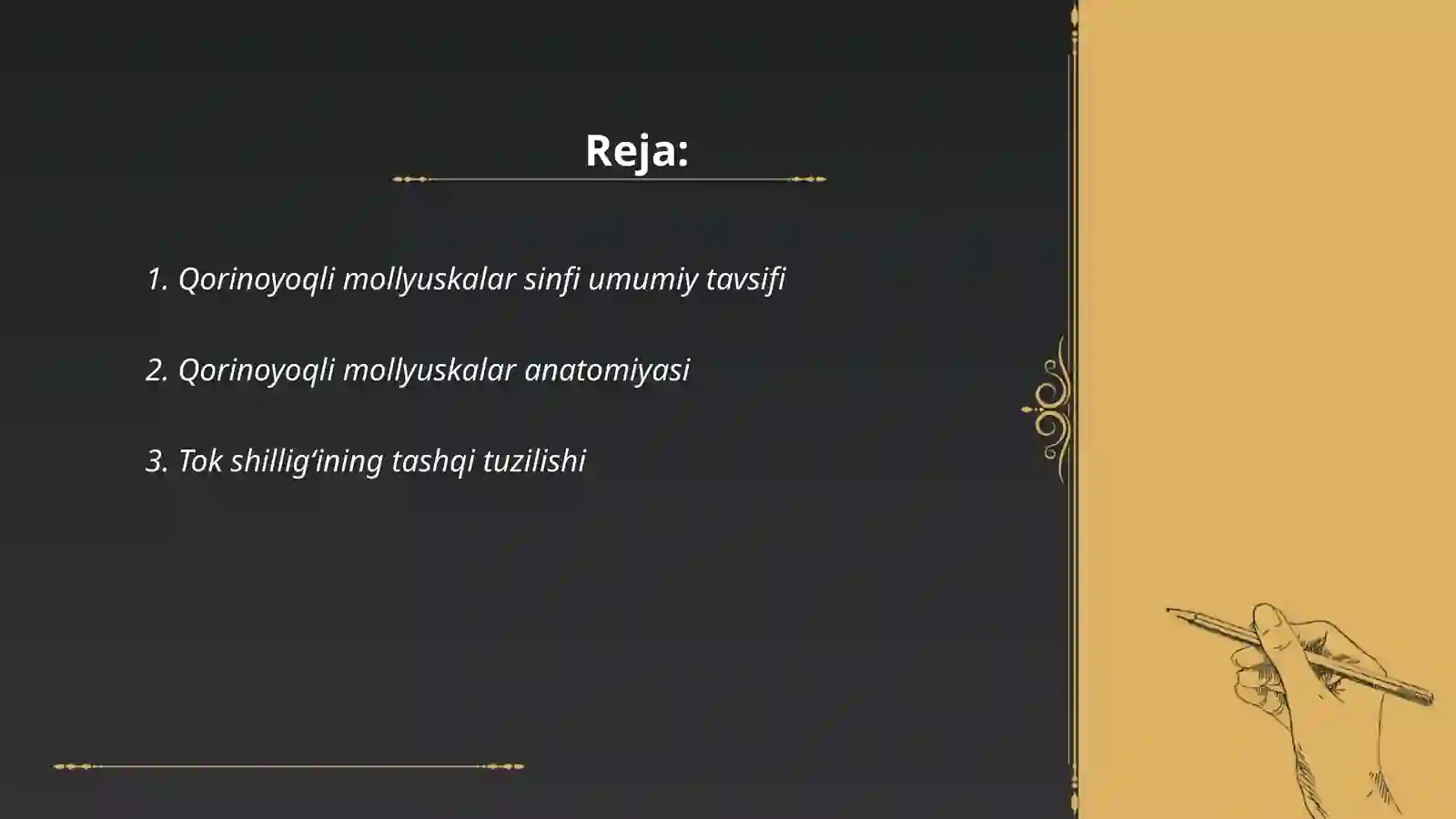 Qorinoyoqli mollyuskalar (Gastropoda ) sinfi Tok shillig‘i yoki suv shillig‘i 2