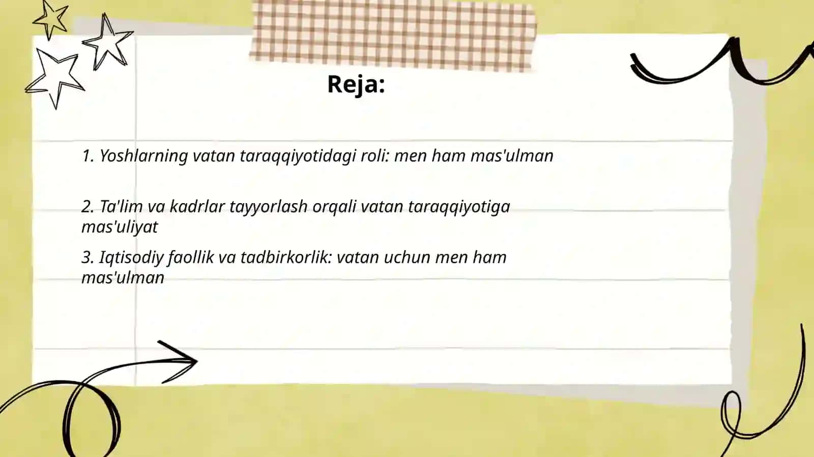 Yoshlarning vatan taraqqiyotidagi roli: men ham mas'ulman 2