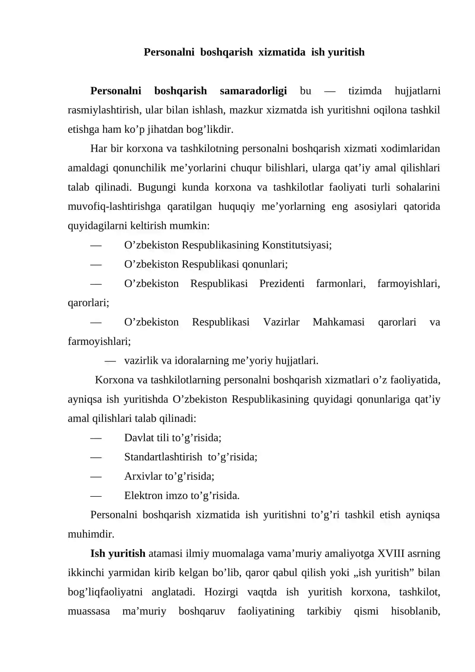 Personalni boshqarish xizmatida ish yuritish 2