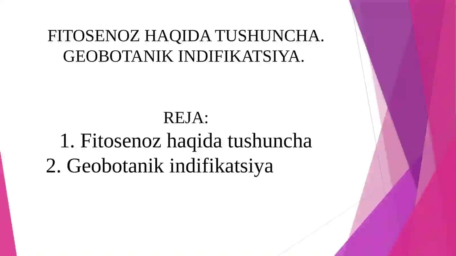 FITOSENOLOGIYA FANIDANTAYYORLAGAN MUSTAQIL ISHI 2
