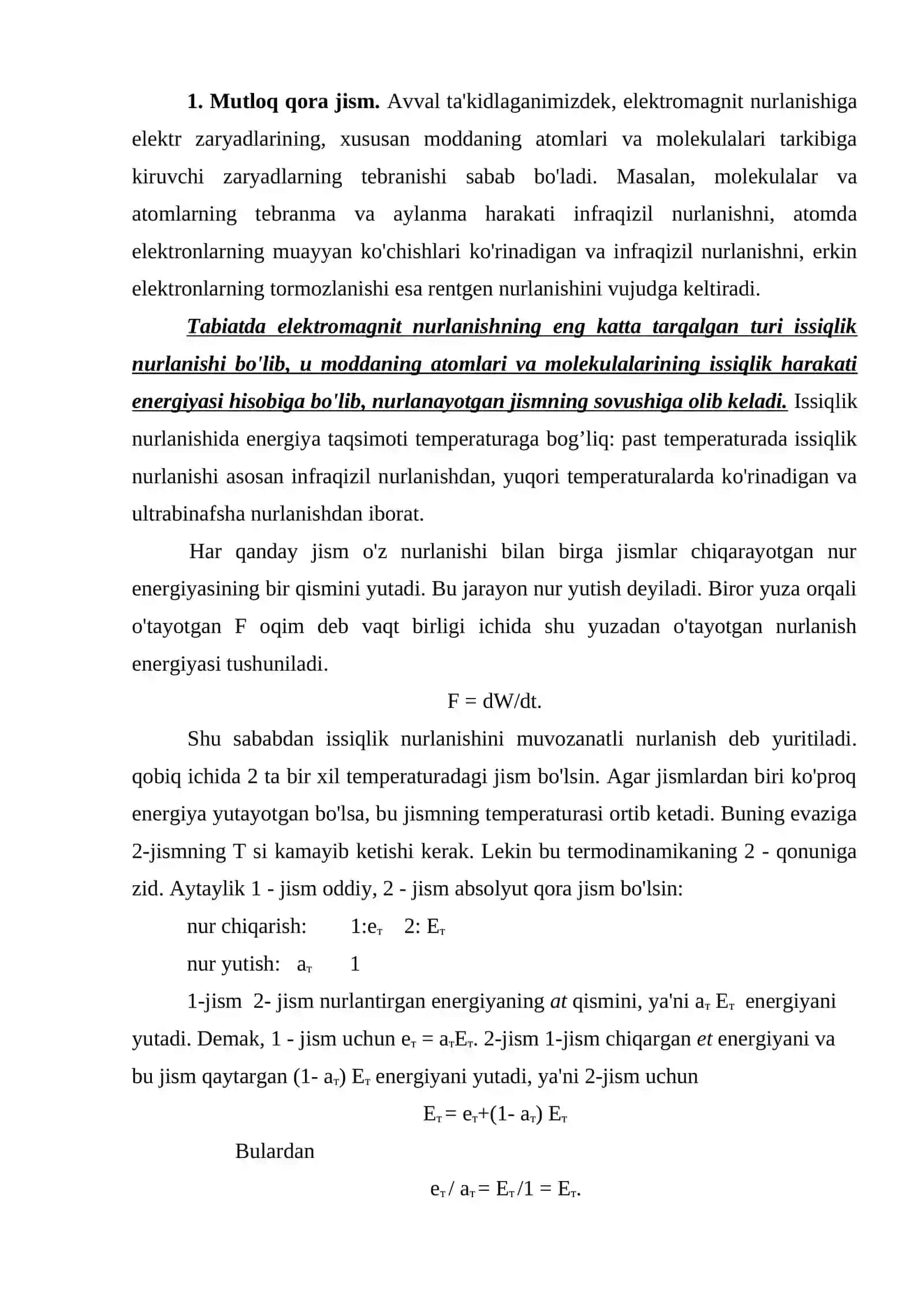 Issiqlik nurlanishi 2