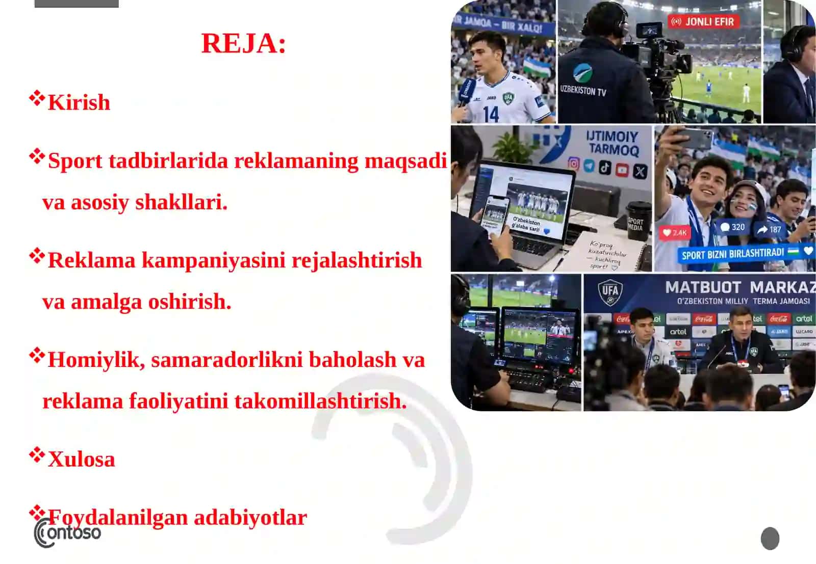 Sport tadbirlarida reklama faoliyatini tashkil etish. 2