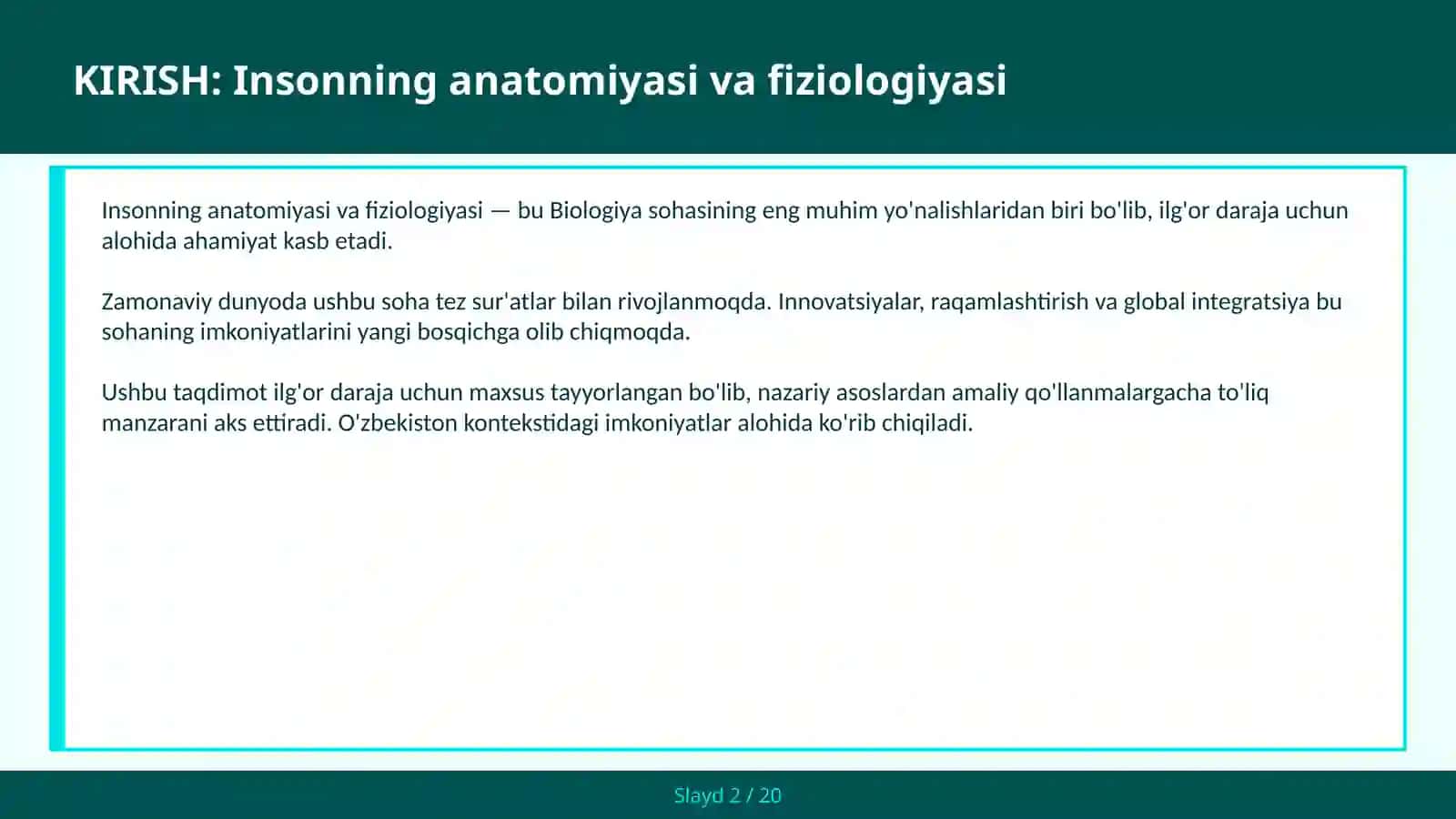 Insonning anatomiyasi va fiziologiyasi 2