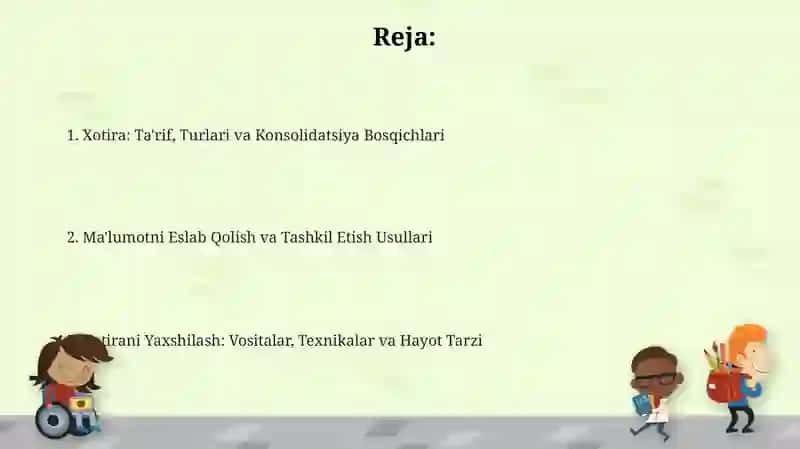 Xotira turlari va konsolidatsiya bosqichlari 2