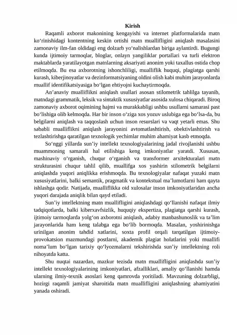 Matn Muallifini Aniqlashda Sun’iy Intellekt Texnologiyalarining O‘rni 2