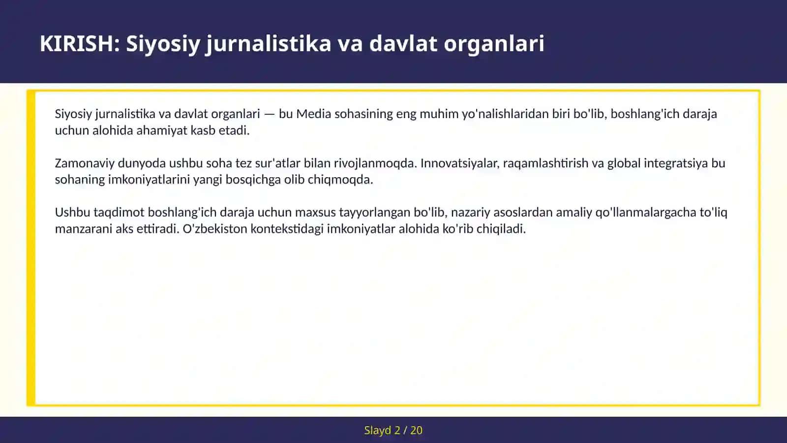 SIYOSIY JURNALISTIKA VA DAVLAT ORGANLARI 2