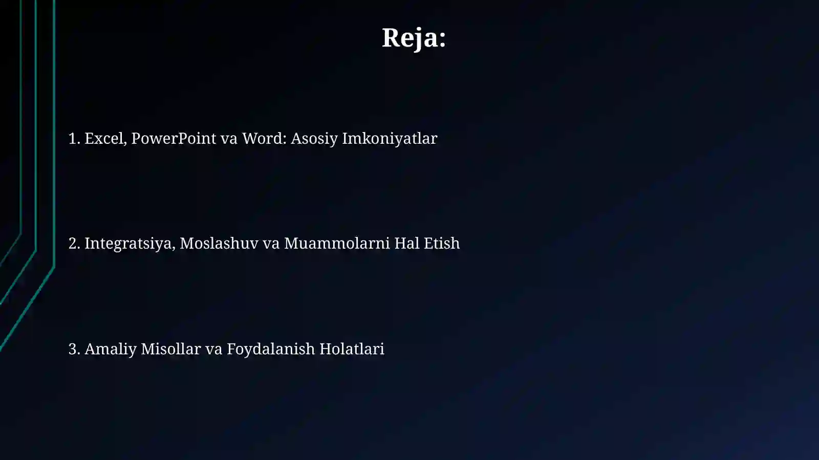 Excel,PowerPoint va Word ishlash 2