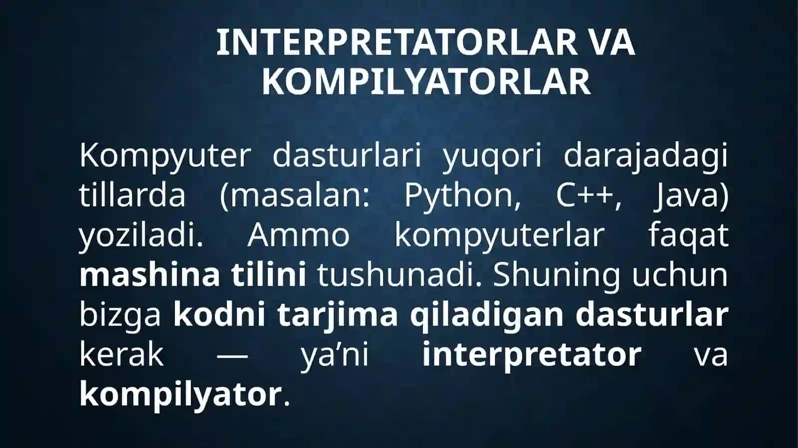 Interpretatorlar va kompilyatorlar 2