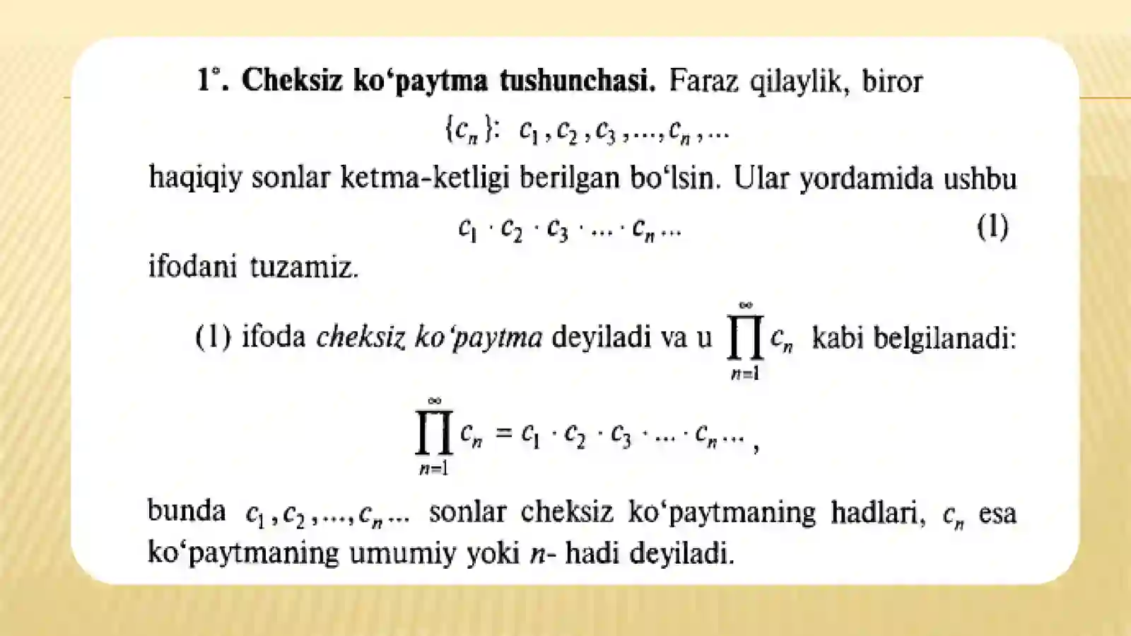 Cheksiz ko'paytmalar 2