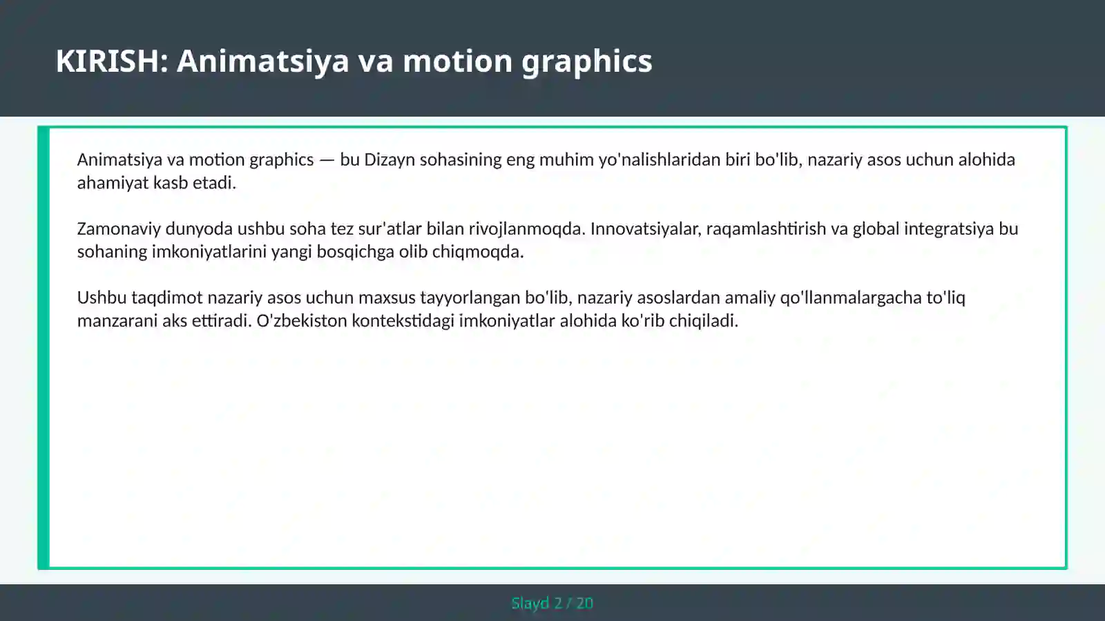 ANIMATSIYA VA MOTION GRAPHICS 2