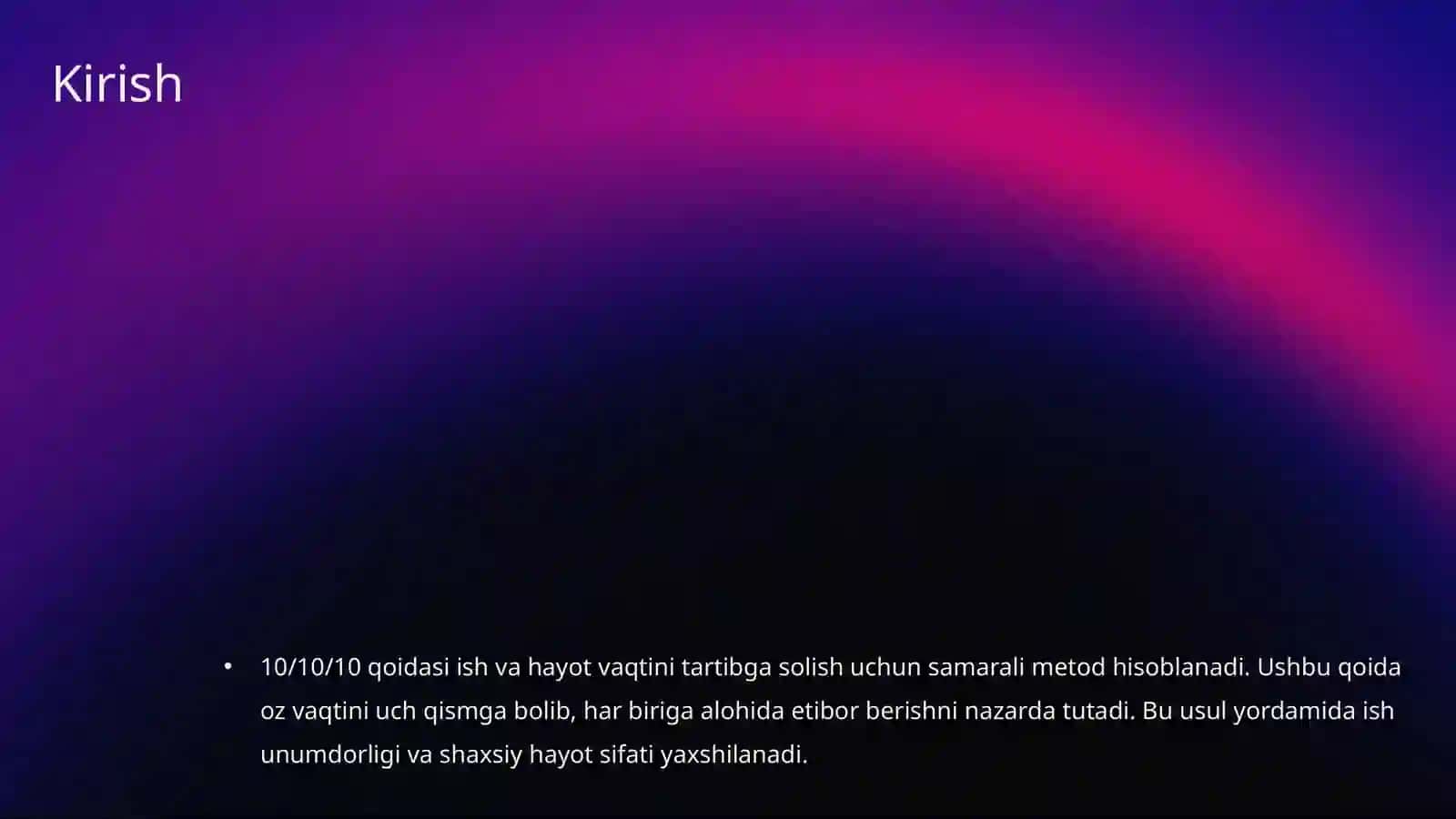 10 10 10 Qoidasi Vaqtni samarali boshqarish usuli 2