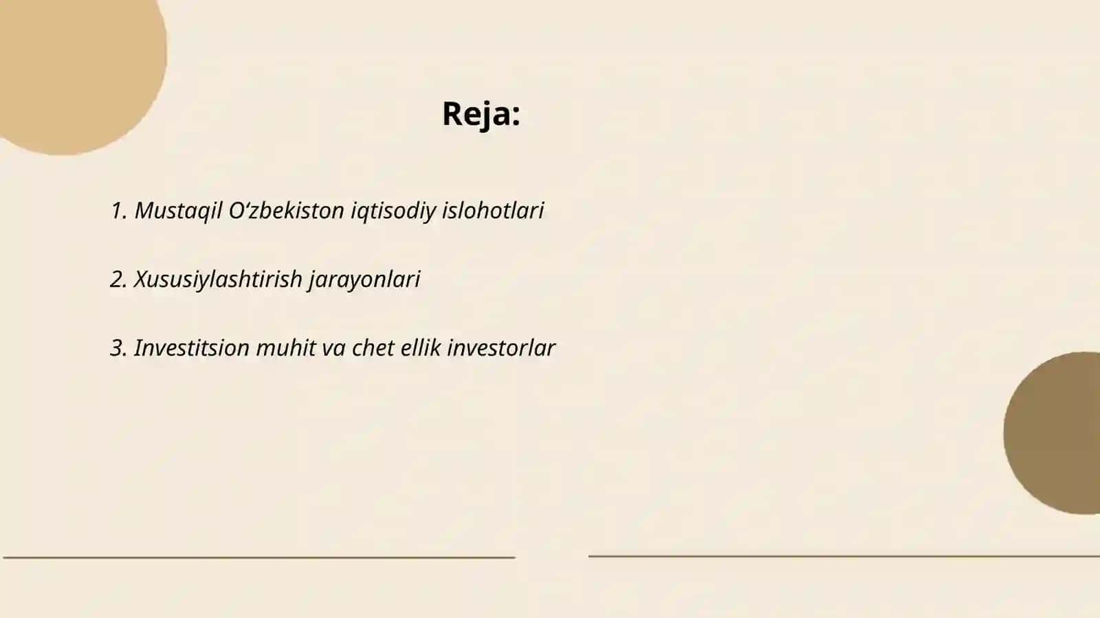 Mustaqil Ózbekiston iqtisodiyotining barqarorlashuvi va taraqiyoti 2