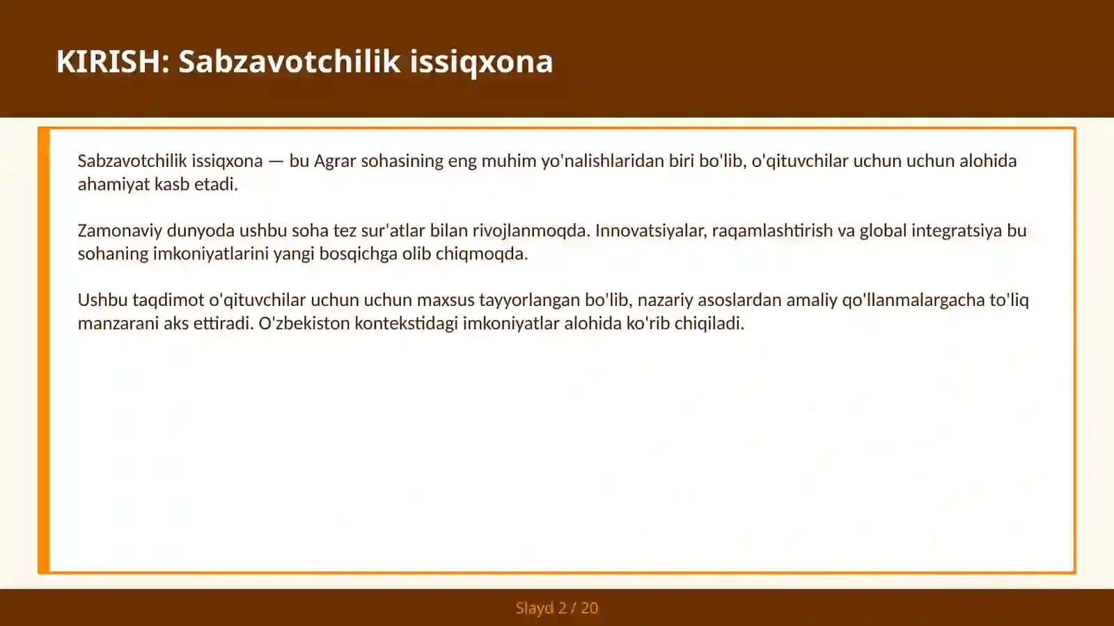 Sabzavotchilik Issiqxona 2