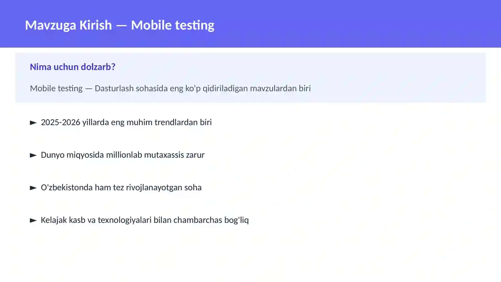 Mobile testing 2