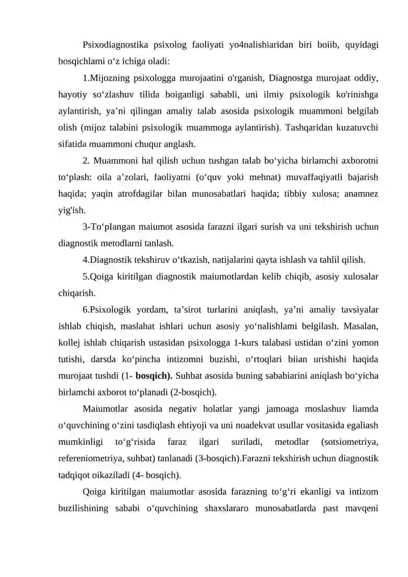 Mavzu: Maktabgacha yosh davrini psixodiagnostika qilishda foydalaniladigan metodlar mazmuni 2