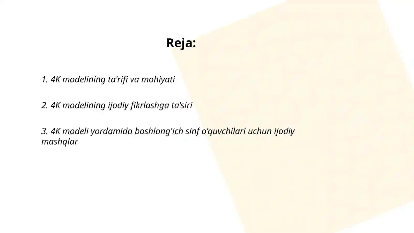 4K modeli yordamida boshlanĝich sinf oʻquvchilarining ijodiy fikrlashini oshirish 2