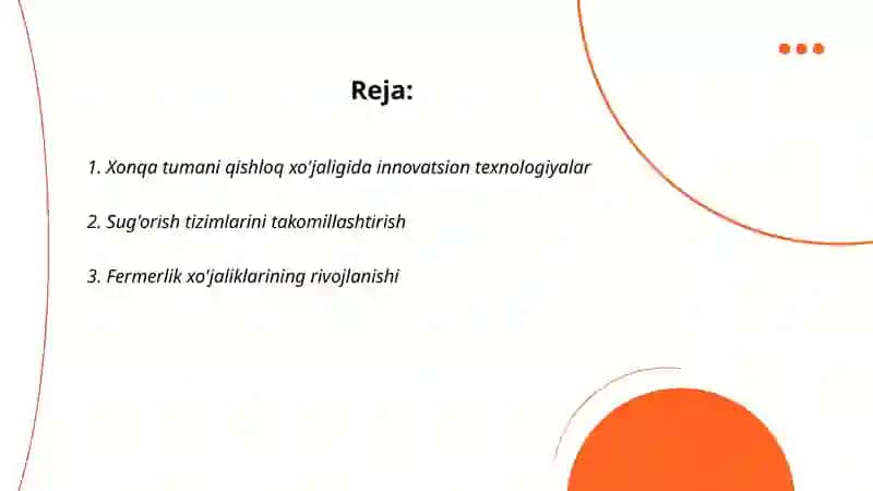 Xonqa tumani qishloq xo'jaligida innovatsion texnologiyalar 2
