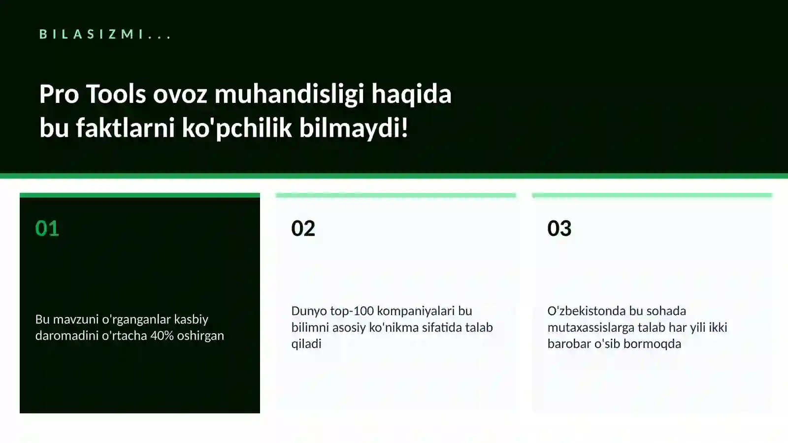 Pro Tools ovoz muhandisligi 2