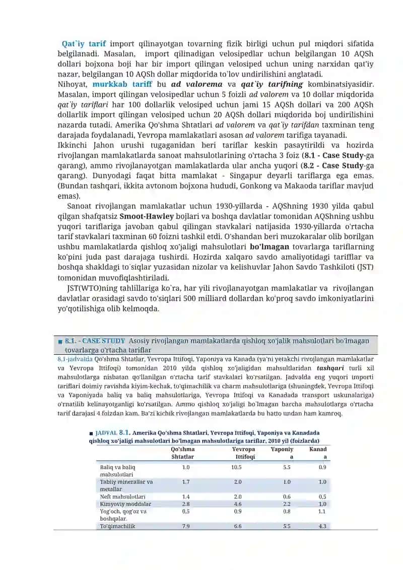 Savdo cheklovlari.Tariflar 2
