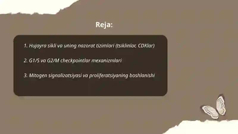 Hujayraning o'sishi, ixtisoslashuvi o'rganish. Hujayraning qarishi va o'lishi mexanizmni o'rganish 2