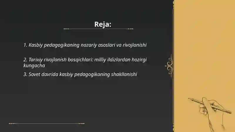 Kasbiy pedagogikaning shakllanishi va rivojlanishi 2