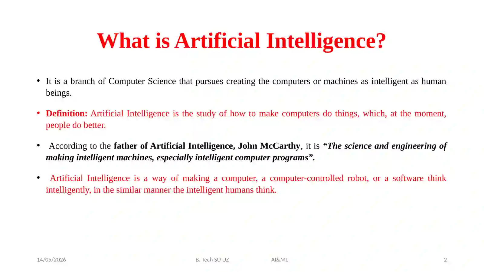 Artificial Intelligence 2