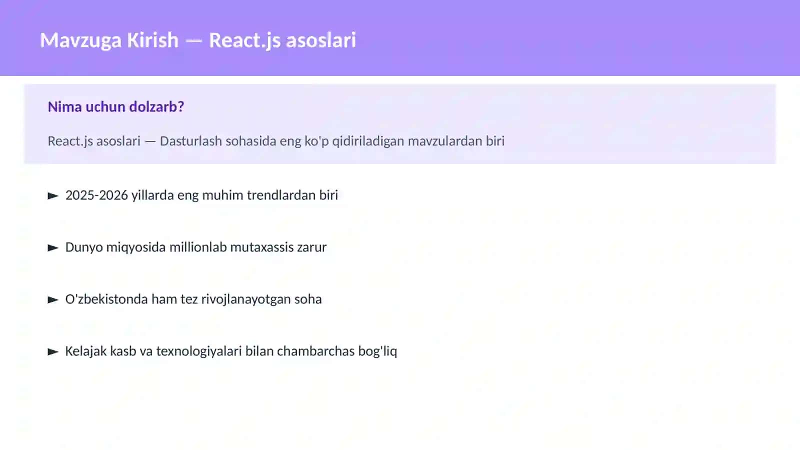 React.js asoslari 2