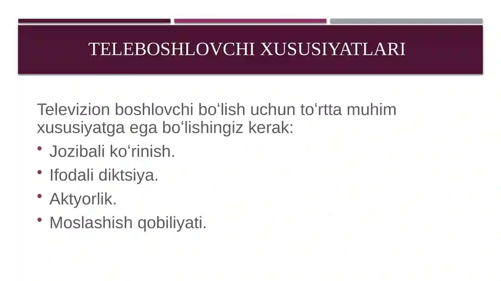 TELEBOSHLOVCHI XUSUSIYATLARI 2