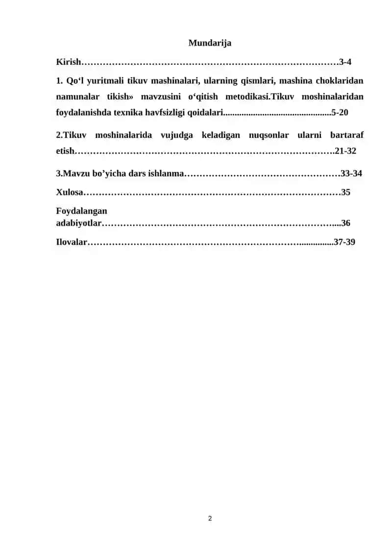 Qo‘l yuritmali tikuv mashinalari, ularning qismlari, mashina choklaridan namunalar tikish» mavzusini o‘qitish metodikasi 2