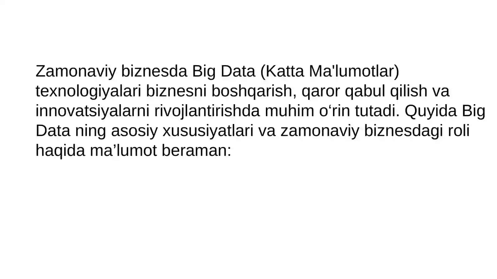 Zamonaviy biznesdagi BigData xususiyatlari va roli 2