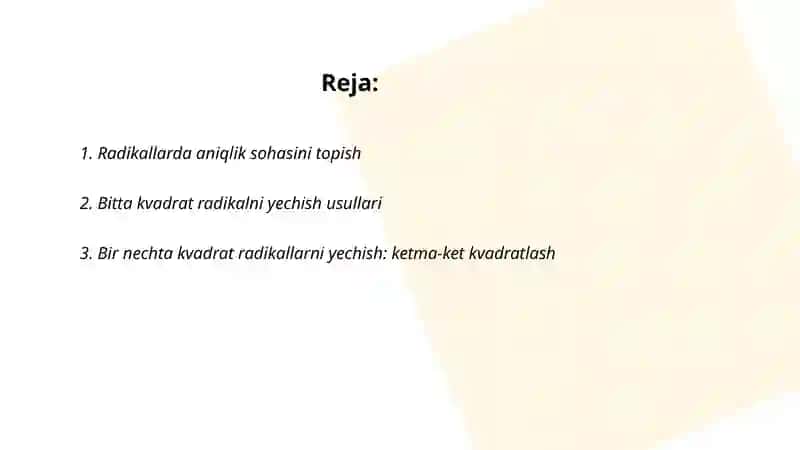 Tenglamalarni radikallada yechish 2