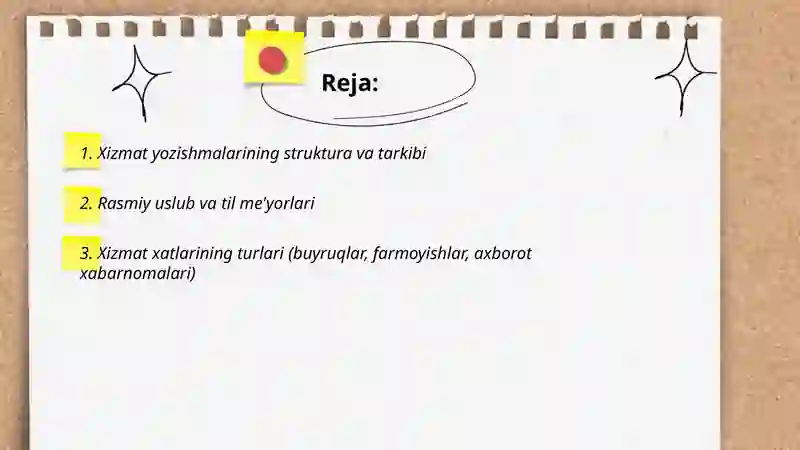 Xizmat yozishmalari 2