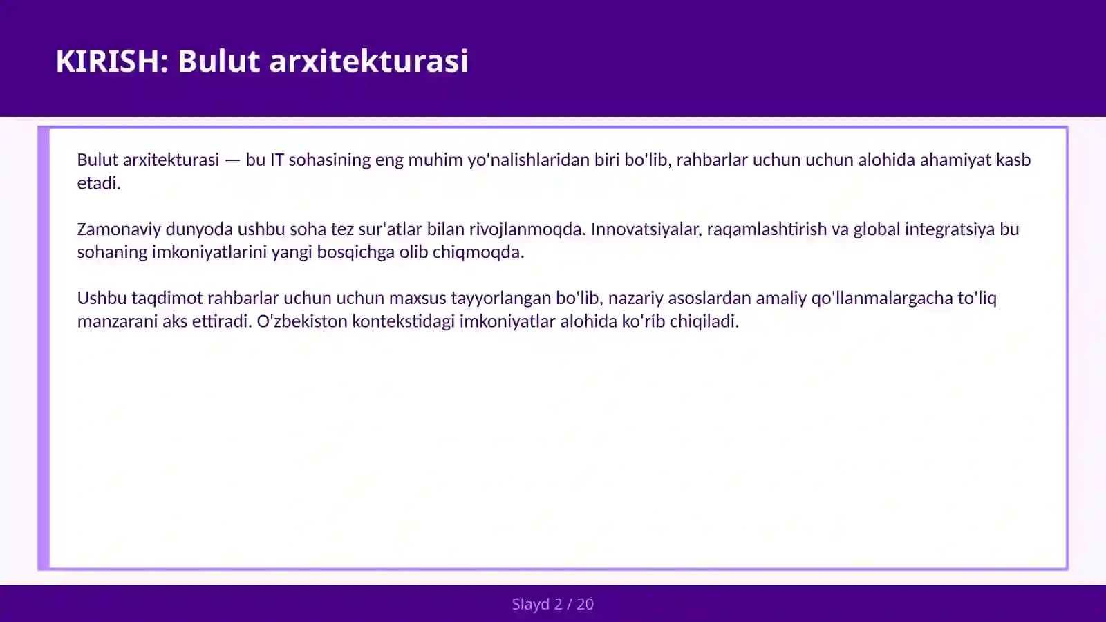BULUT ARXITEKTURASI 2