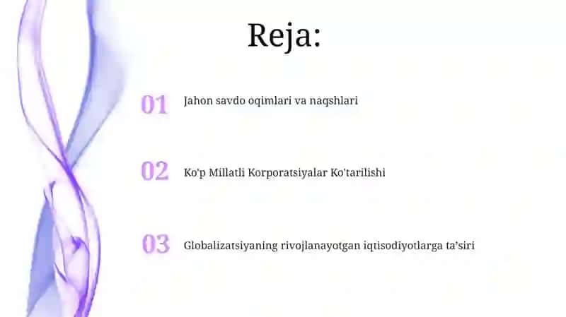 Globallashuv va xalqaro savdoning rivojlanish tendensiyalari 2