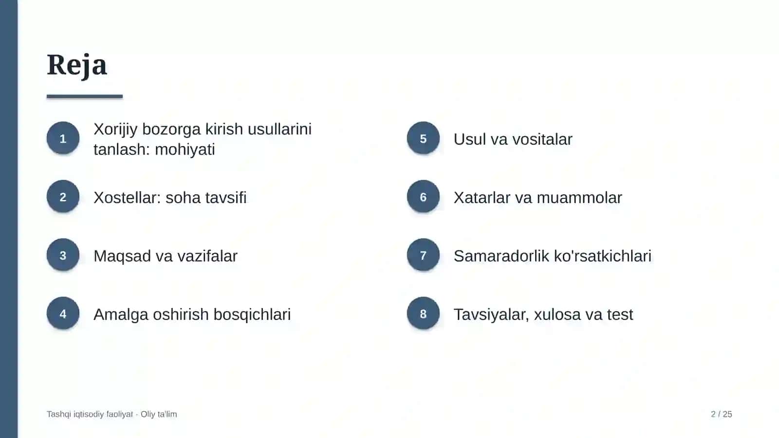 xostellarda xorijiy bozorga kirish usullarini tanlash 2762 2