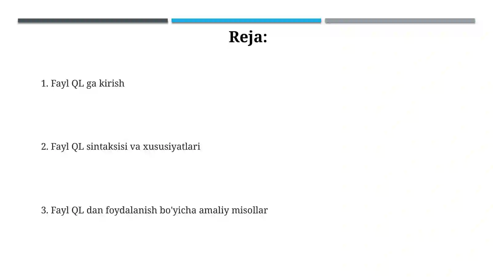 Fayl QL – bu fayl formatlari va tarkibini so'rov qilish uchun ishlatiladigan kuchli til 2