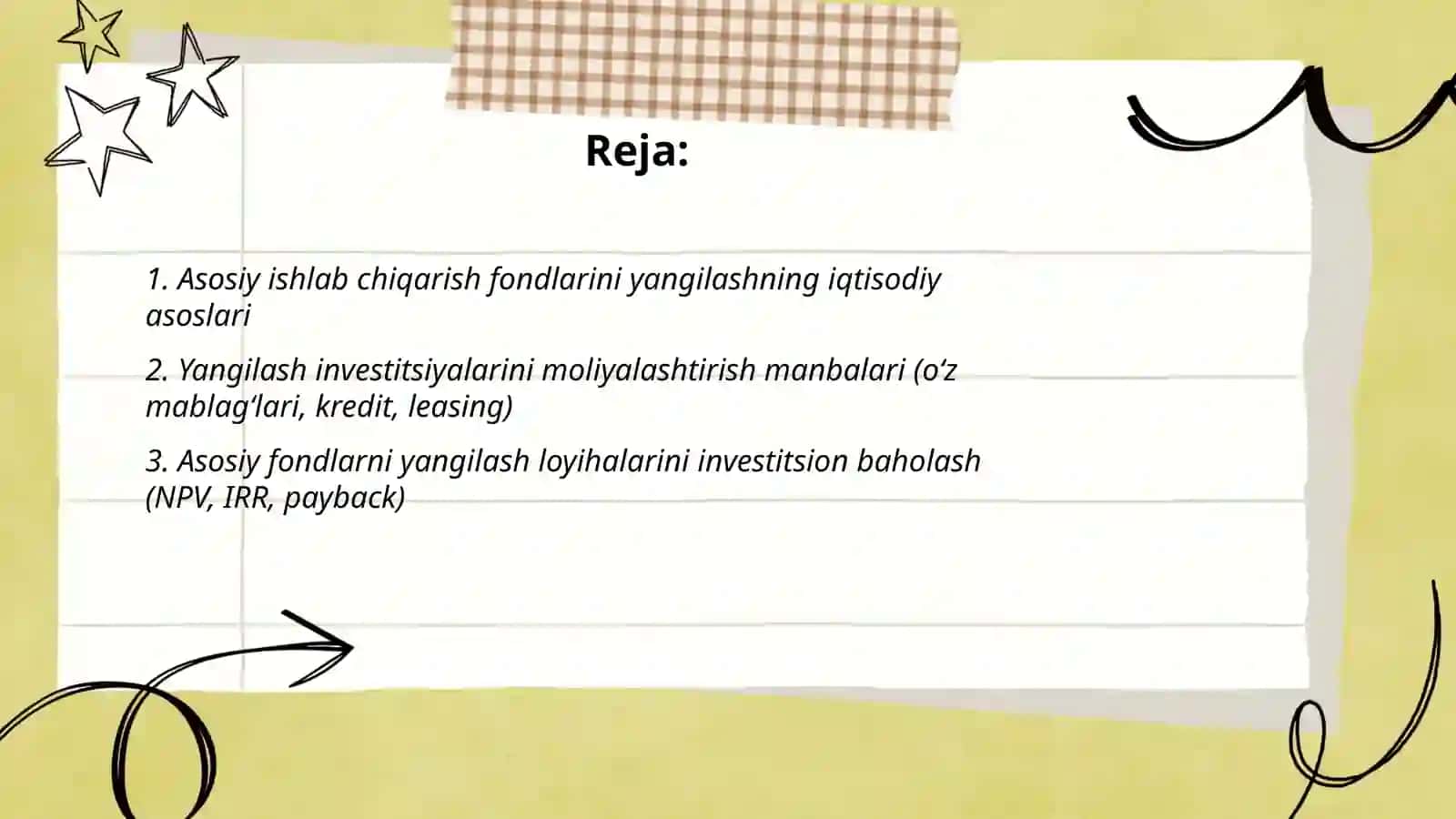 Sanoat korxonasida asosiy ishlab chiqarish fondlarining yangilashning samaradorligi 2