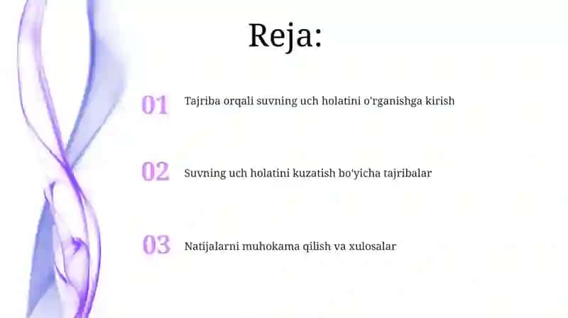 Suvning uchta holatini tajribada organish 2