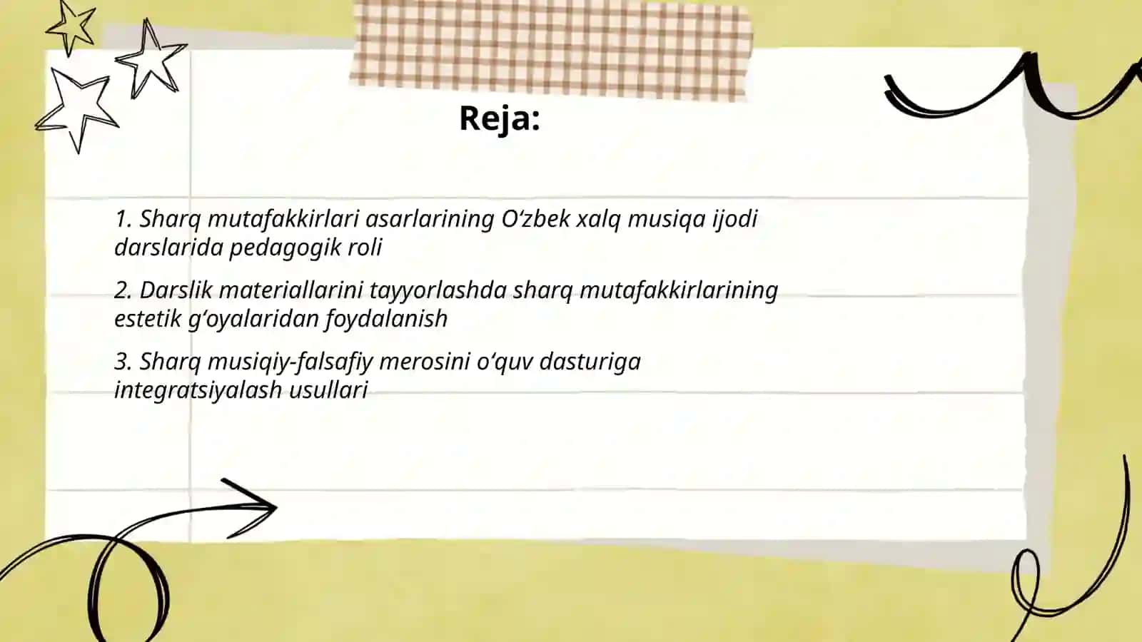 Oʻzbek xalq musiqa ijodi fanini oʻqtish jarayonida sharq mutafakkirlari ijodi 2