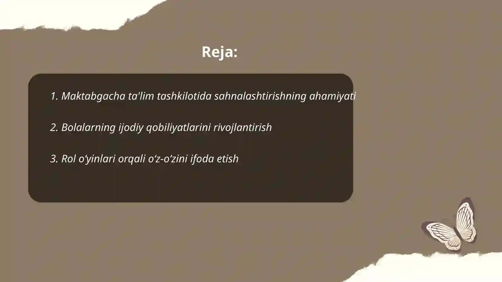 Maktabgacha ta'lim tashkilotida sahnalashtirish faoliyatining asosiy maqsadi 2