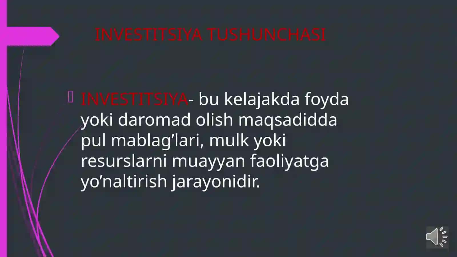 Investitsiyalarning mazmuni va vazifalari 2
